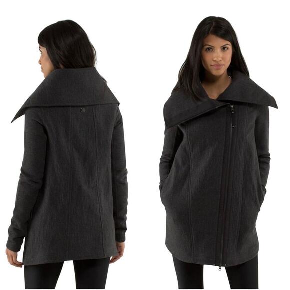 Lululemon Virasana Blanket Wrap Jacket Size 10 Heathered Charcoal Oversized Boxy - Picture 2 of 14